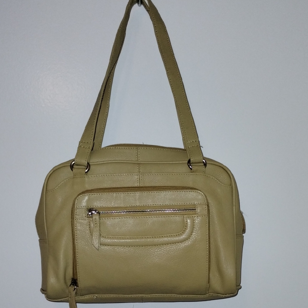 Chic Beige Leather Shoulder Bag